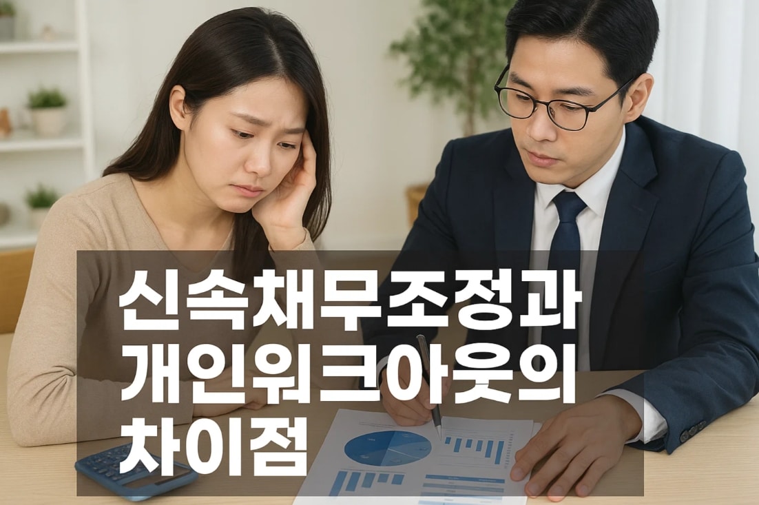 신속채무조정과 개인워크아웃의 차이점은 무엇인가요?