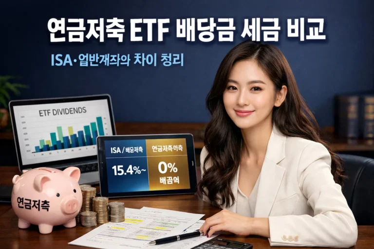 2026년 연금저축 ETF 배당금 세금 구조 변화를 ISA, 일반계좌와 비교 정리. 해외 ETF 이중과세 문제, 공제적립금 제도, 계좌별 절세 전략까지 한눈에 확인하세요.
