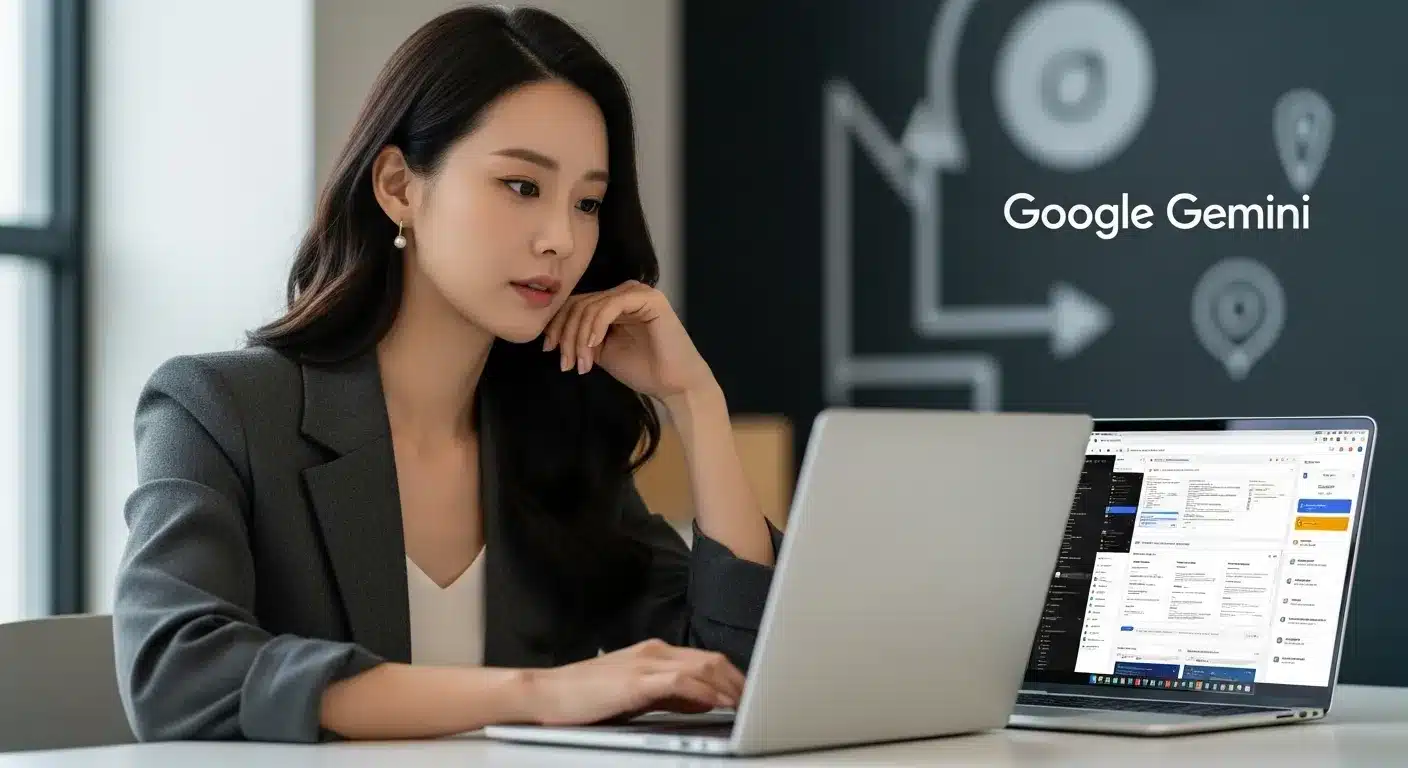 구글 제미나이를 업무에 활용하고 있는 한국인 20대 아름다운 여성 이미지3