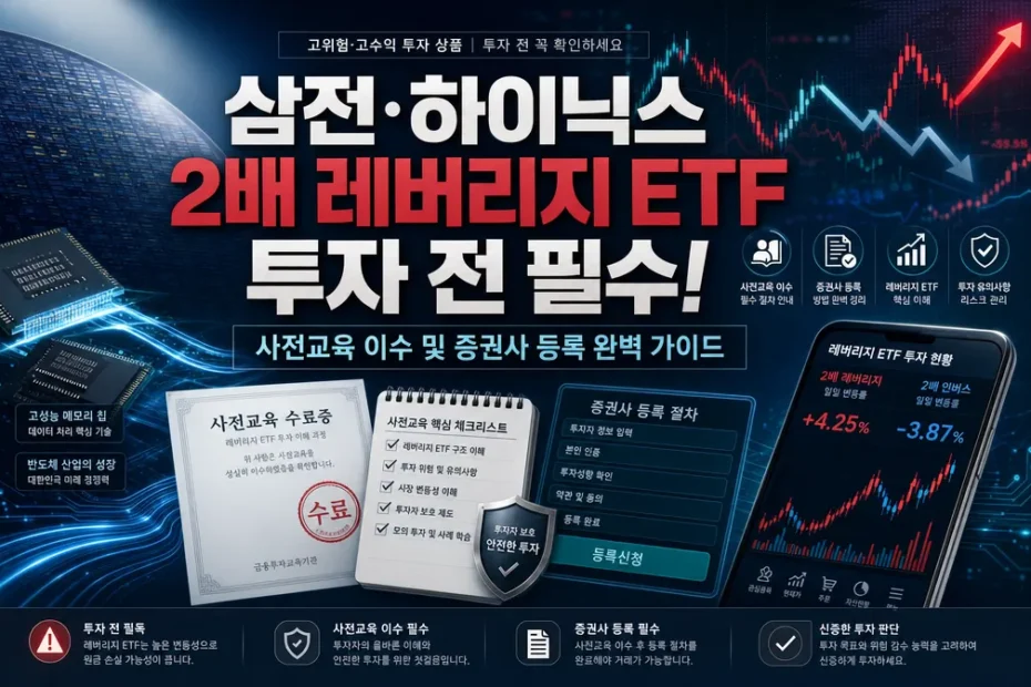 삼전·하이닉스 2배 레버리지 ETF 투자 전 필수! 사전교육 이수 및 증권사 등록 완벽 가이드